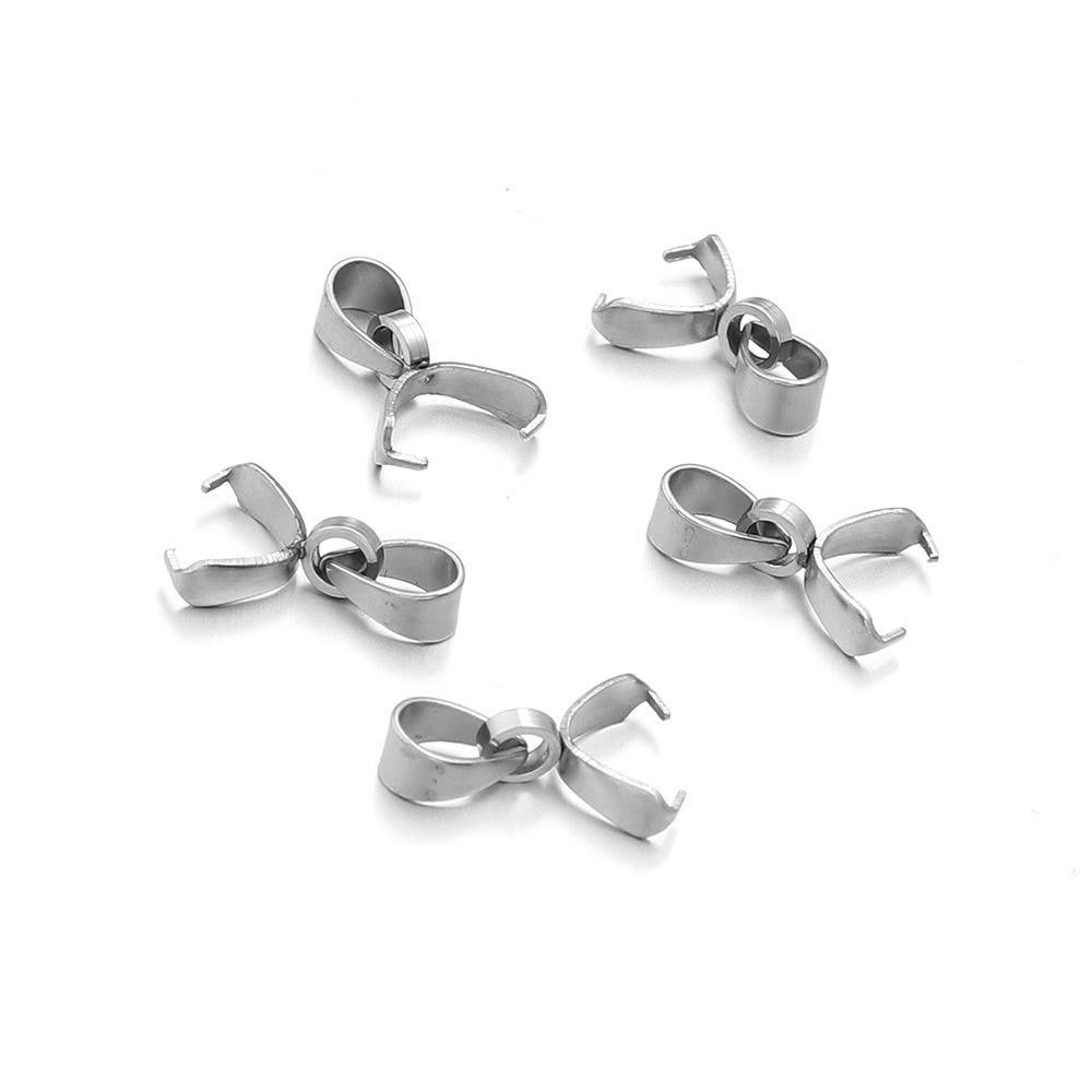 

10-20pcs Stainless Steel Pendant Buckle Clasps Pinch Bail Clip Connectors For Jewelry Making DIY Necklace Pendants Accessories