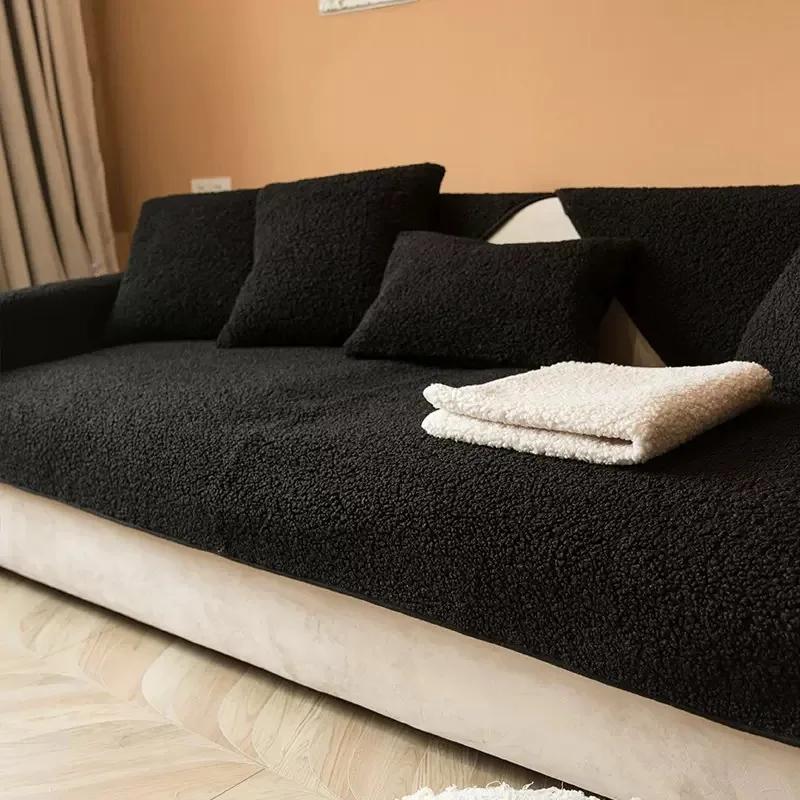 

Зимняя короткая плюшевая диванная подушка, нескользящая подушка для сидения в скандинавском стиле, четыре сезона для утолщенного плюшевого диванного чехла из ткани 30x50cm pillowcase