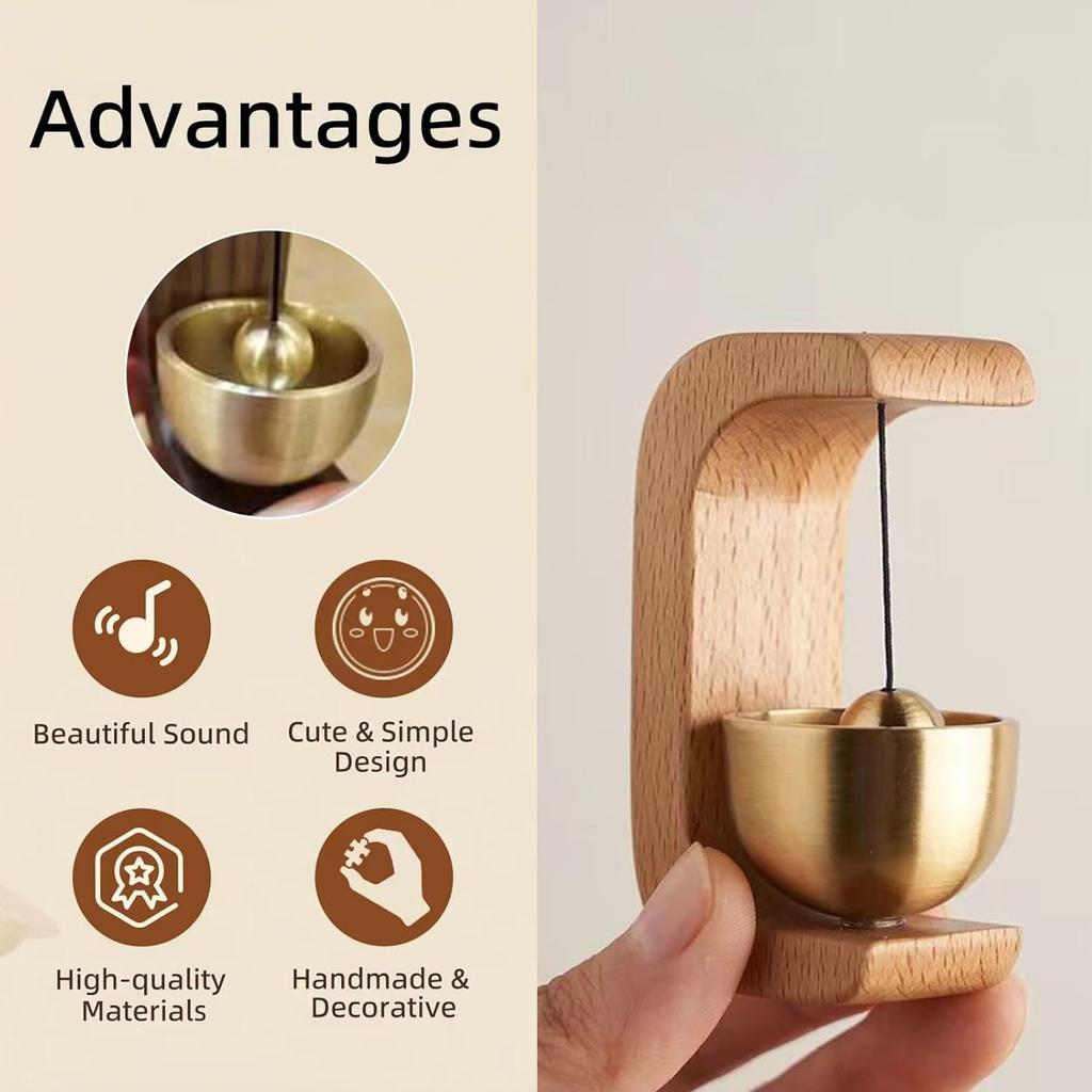 Shopkeepers Bell Wood Brass Hanging Door Bell for Entry Door Restaurant Shop Home Refrigerator Pet Door