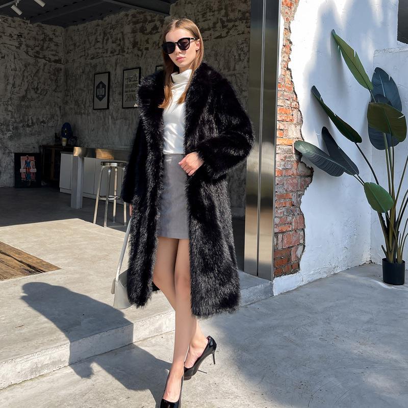 Toka imitation fox fur imitation fur fox fur long knee suit collar fur coat coat