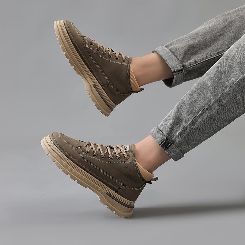 Men’s Black Boots Hiking Shoes Casual Sport Shoes Outdoor Khaki High Top Walking Shoes Plus Size