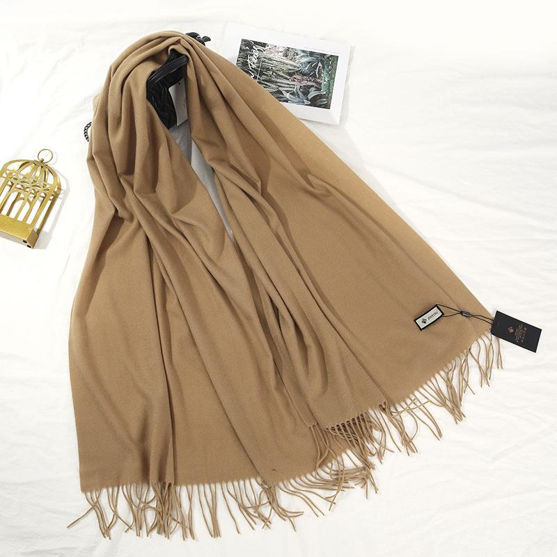 Imitation Cashmere Scarf for Women Autumn and Winter Warm Men's Wool Cashmere Scarf Winter Solid Color Korean Style Couple's Large Scarf