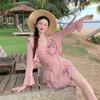 Mo Weilan Swimsuit Women's One-piece Skirt Long-sleeved Blouse Covers Belly To Show Slimming Vacation Hot
