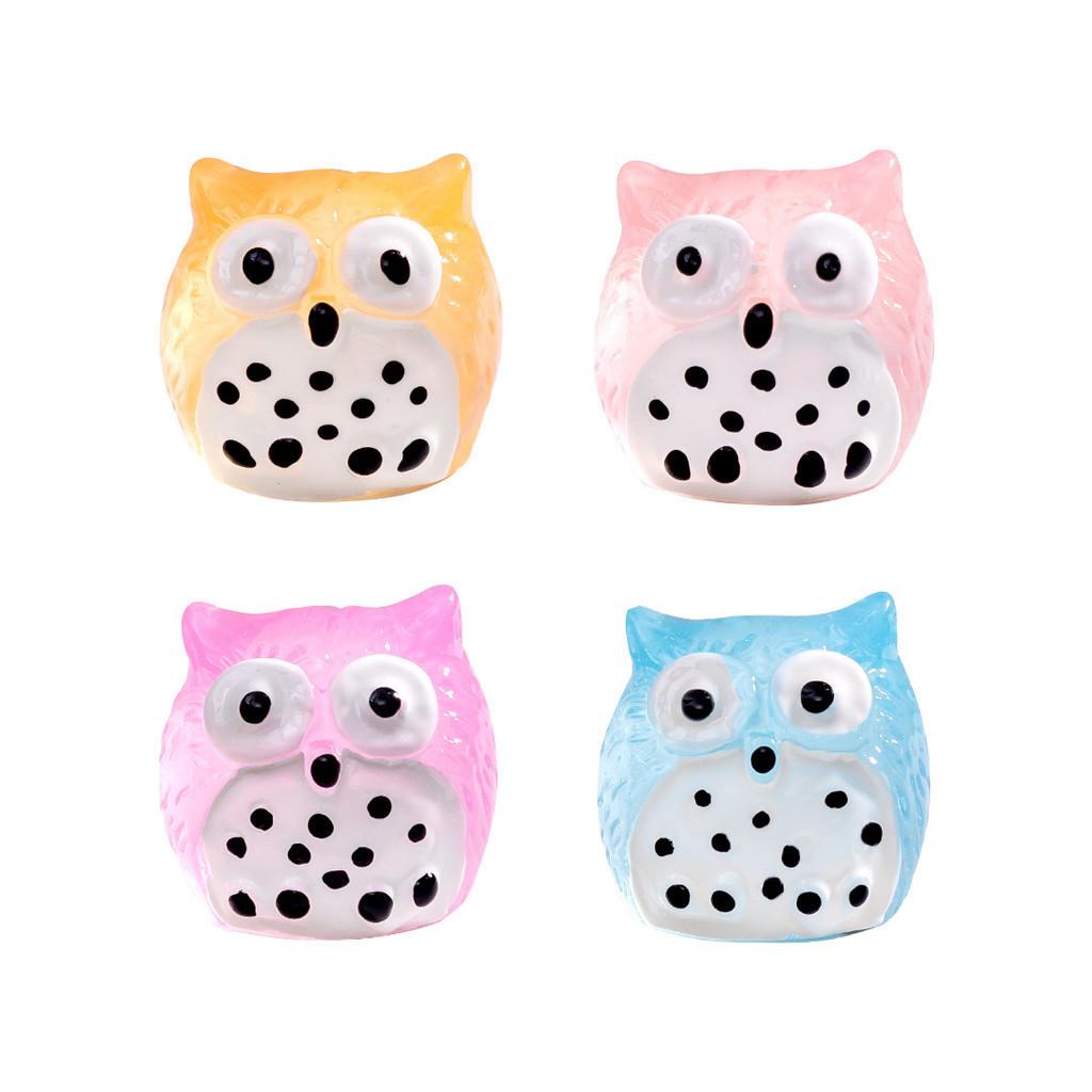 10Pcs/lot Cute Luminous Owl Animal Miniatures Mini Figurine Glow in the Dark Ornaments Fairy Garden Decoration Micro Landscape