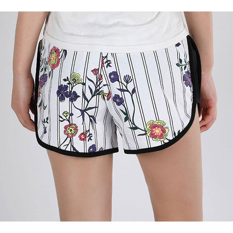 Puma Casual Sport Drawstring Floral Knit Shorts Women Bottoms White 597467-02