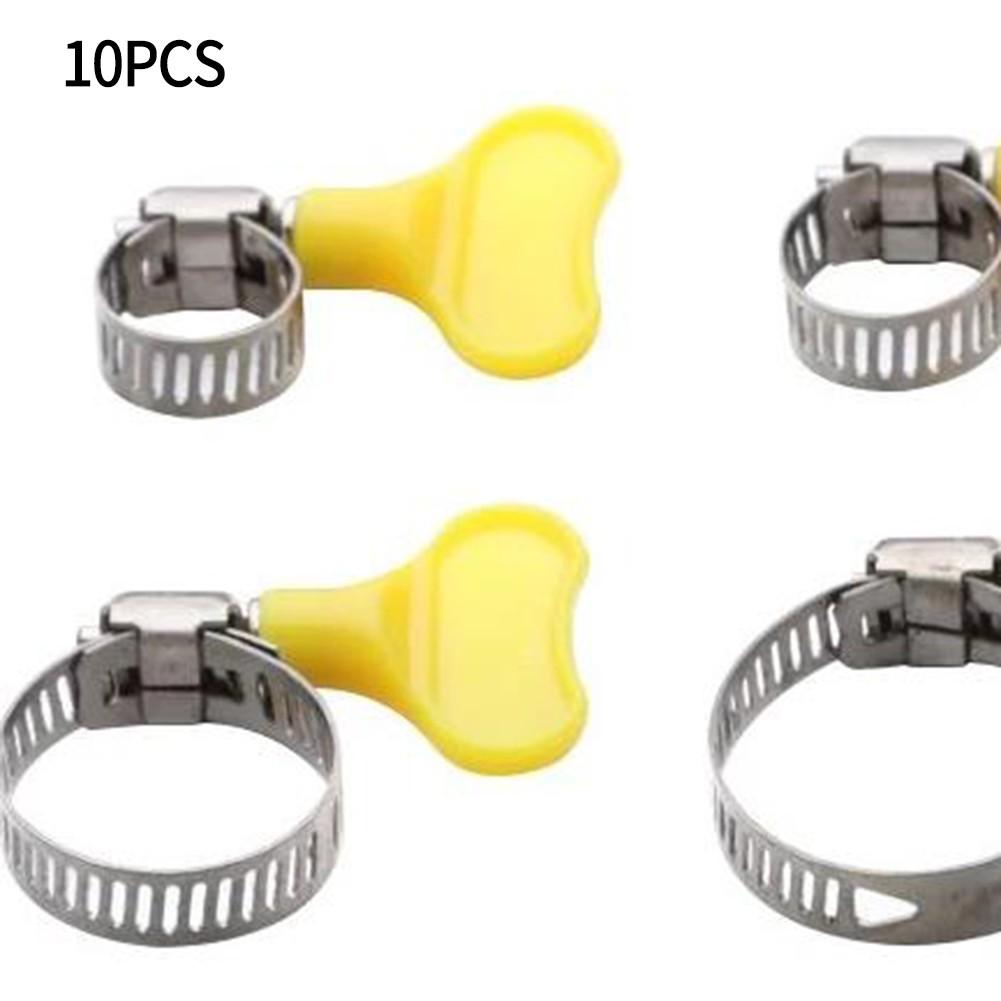 Stainless Steel Hose Clips with Plastic Handle Set of 10 Adjustable Worm Drive