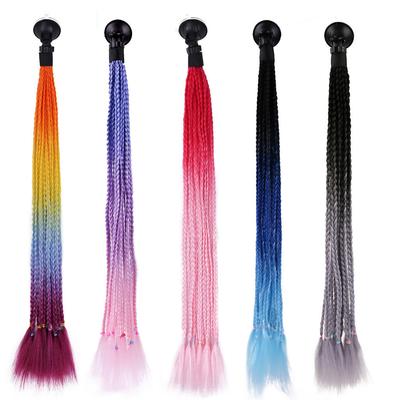 Trendy Ombre Motorcycle Helmet Hair Extensions - Detachable Braided Ponytail Decoration with Suction Cup (8 Fashion Colors)