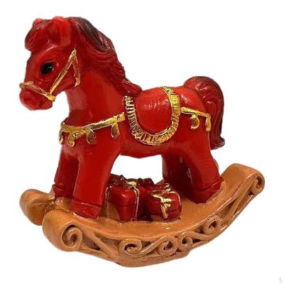 Small Christmas Rocking Horse Decor Animal Statue Collectible Sculpture for Anniversary Bedroom