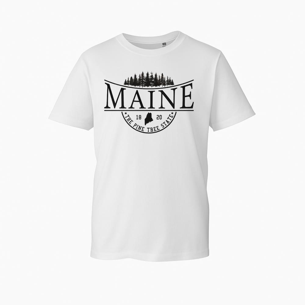Vintage Maine State TShirt Silhouette Pine Trees Unisex 100 Cotton Gift Tee