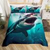 Shark Duvet Cover Queen Marine Life Comforter Cover Blue And White Cartoon Shark Bedding Set Nautical Ocean Theme Quilt Cover