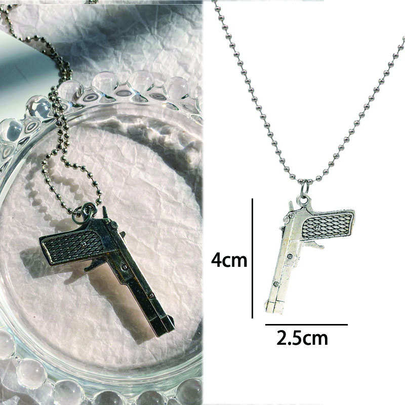 Vintage Design Gun Revolver Pendant Necklace Fashion Retro Geometric Charms Choker Jewelry Party Gift For Women Men