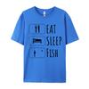 Eat Sleep Fish Repeat Tshirt Hip Hop Fashionable  Tops Shirts Adult TShirt Red And Black Graphic T Shirt