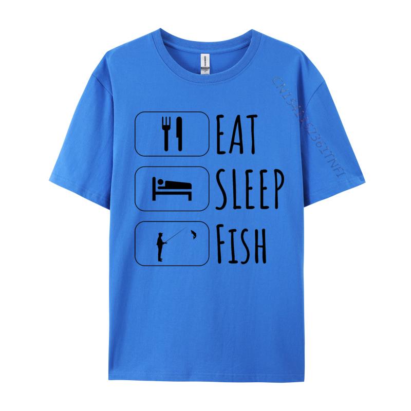 Eat Sleep Fish Repeat Tshirt Hip Hop Fashionable Tops Shirts Adult TShirt Red And Black Graphic T Shirt