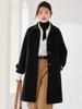 Women's Black Woolen Double-Sided Slim-Fit Cashmere Trench Coat for Autumn and Winter