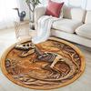 Dinosaur Fossil Relief Round Area Rug,Carpet Rug for Living Room Bedroom Sofa Playroom Decor,Non-slip Floor Mat