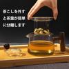 FGIUKC Heat-Resistant Glass Teapot, 500ml, with Wooden Handle, Transparent Glass Teapot with Strainer, Suitable for Green Tea, Black Tea, Fruit Tea,
