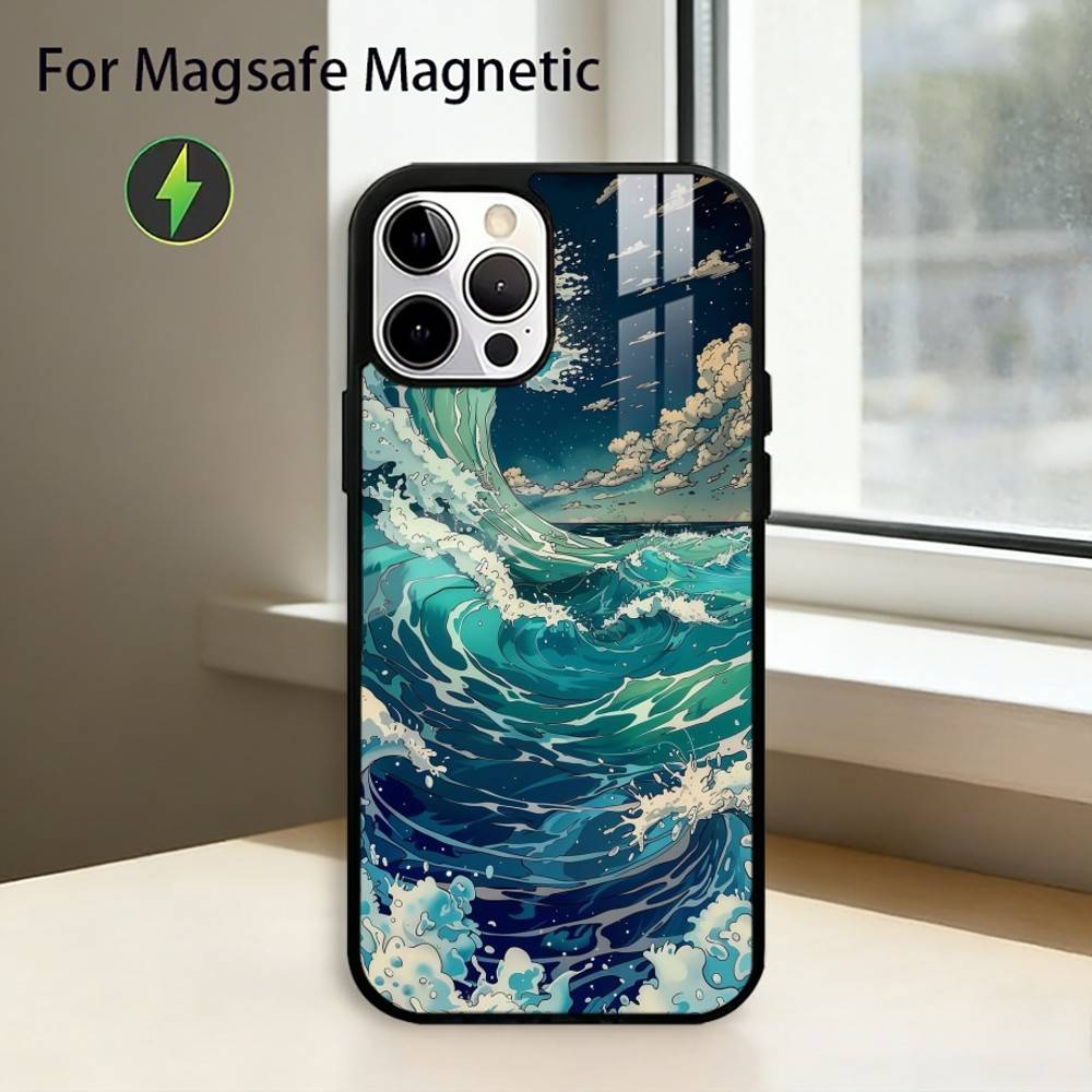 

The Great Wave Off K-Kanagawa Phone Case For iPhone17,16,15,14,13,12,11 Plus,Pro Magnetic with Magsafe Wireless Charging iPhone11PRO