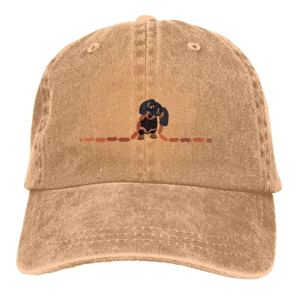 Dachshund Cute Dog Lovers Denim Washed Mens Baseball Cap Trucker Snapback Caps Dad Hat Golf Hats One Size