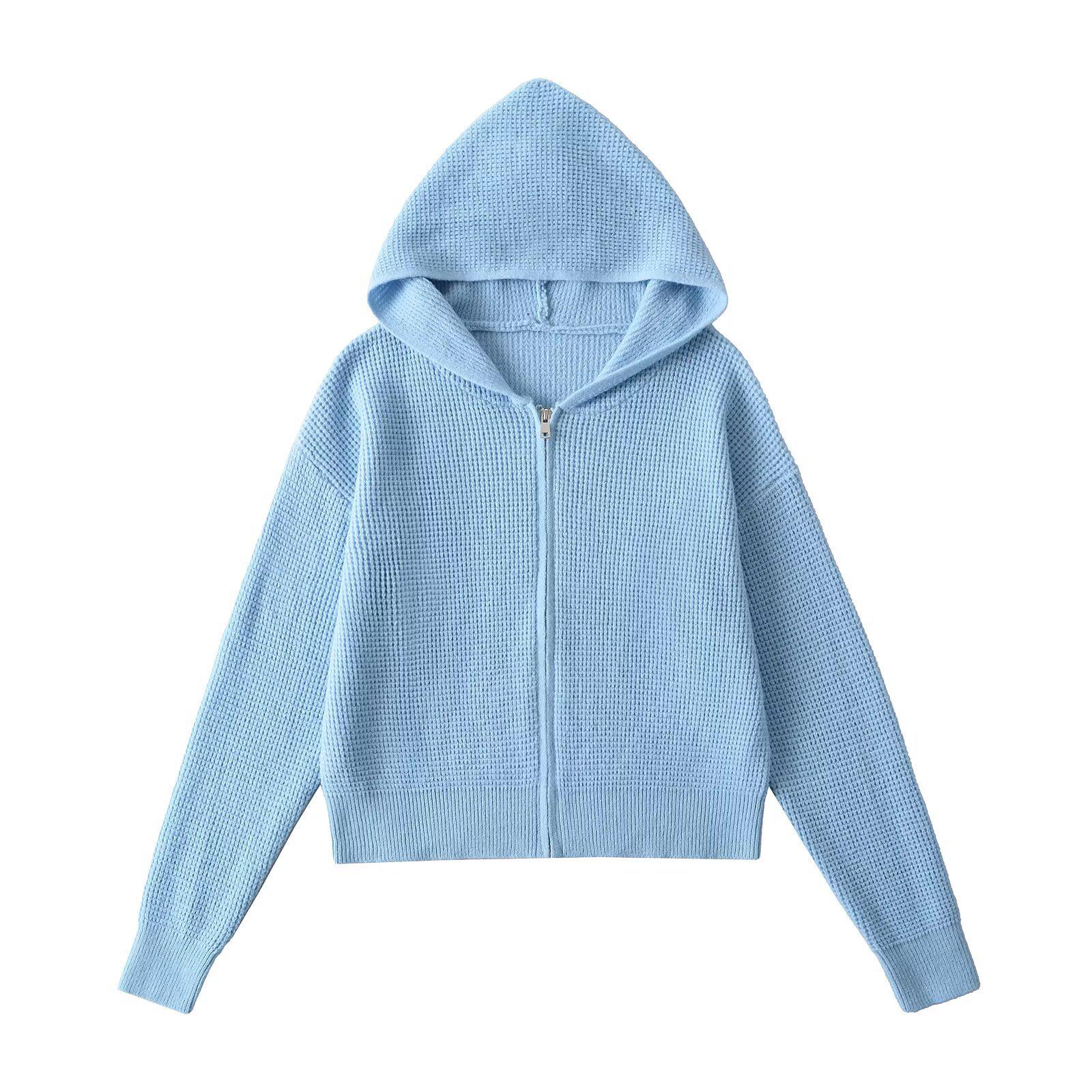 

2025 Women s Minimalist Waffle Knit Hoodie - Solid Color Polar Fleece for Comfort and Style in Autumn & Spring S (recommended 85-110 jin)