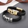 Punk Retro Style Stainless Steel Skull Leather Rope Bracelet Man's Fashion Charm Bracelet for Party or Gift