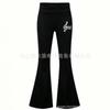 High-Waisted Retro Flared Pants With Treble Clef Print Women Streetwear Style Mid-Rise Straight Leg Trousers