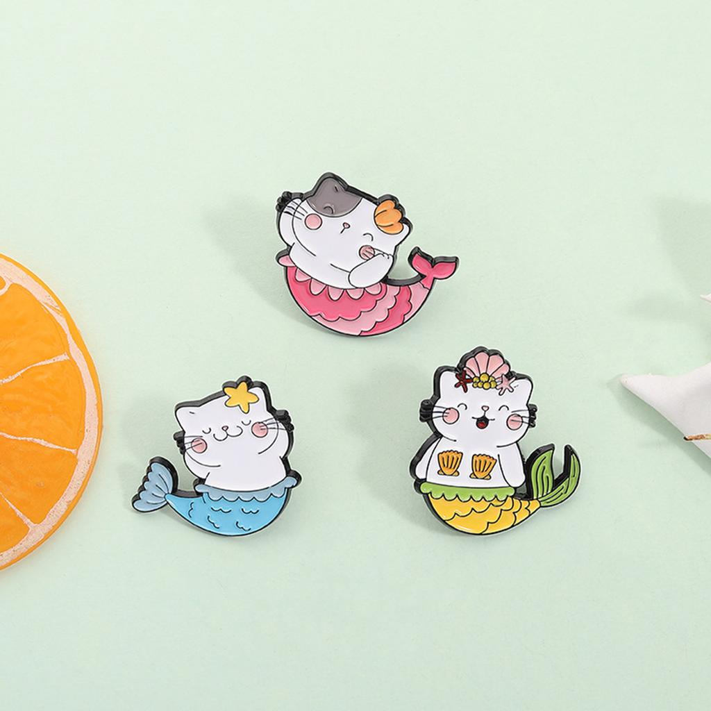 Adorable Mermaids Cats Brooch With Vibranting Color Sturdy Pin Designs Unisex Fashion Accessory For Daily Use Event