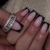 24Pcs Handmade Short Square Press On Nails Gradient White Edge Nude French Tip Fake Nails
