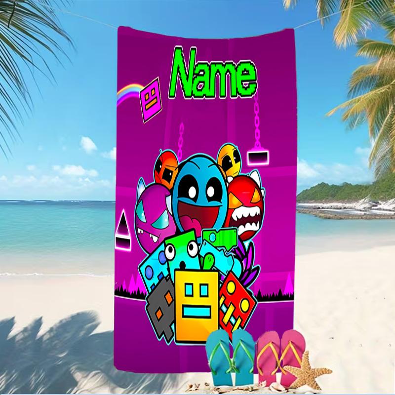 Customizable Personalized Beach Towels Geometry Dash Themed designs.Suitable for the Beach, Yoga, Sports;ideal As Beach Accessories