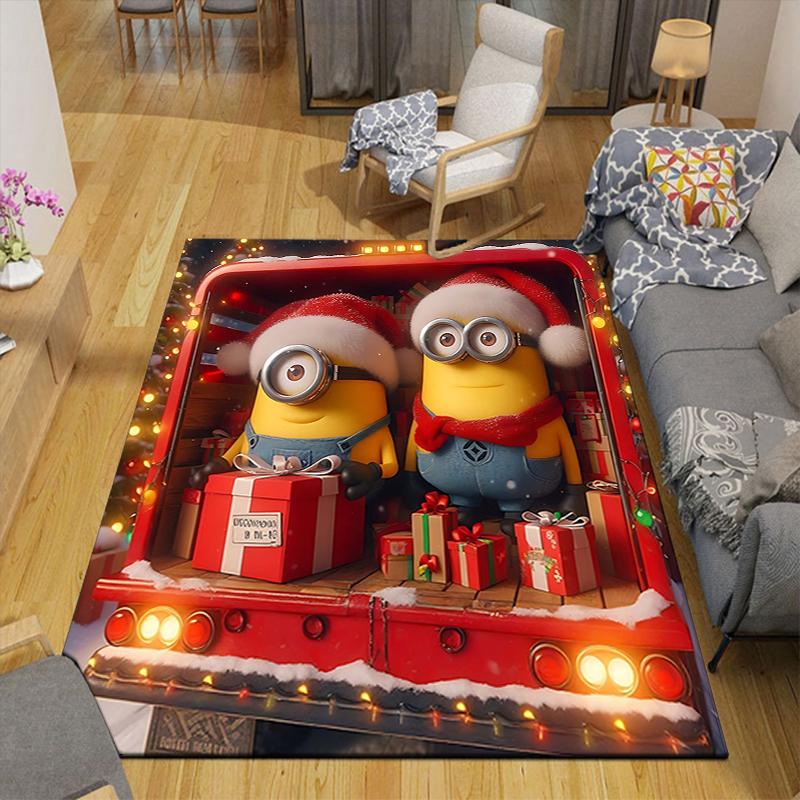 1Pc Merry Christmas Minions Rug Office Carpet Indoor Outdoor Doormat Nonslip Soft And Comfortable Living Room Christmas Halloween Gift D91845