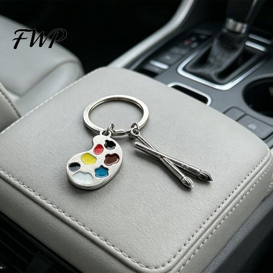 Keychain For Painters 2PCS Palette with Metal Chain Buckle Keyring Easy Carry Durable Alloy Art Lover Gift Artistic Shape Key Holder for Lovers
