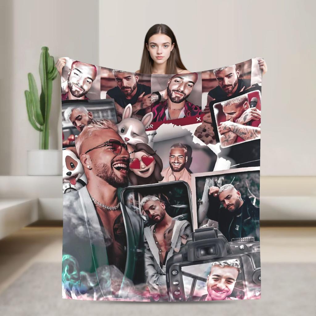 Soft Blanket Camping Maluma Rapper Printed Bedding Throws Flannel Bedspread For Couch Chair Graphic Sofa Bed Cover