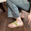 Wearing Round Head Resort Beach Casual Versatile Flip-flops French Temperament Pinch Foot Belt Buckle Flat Bottom Cool Slippers Women