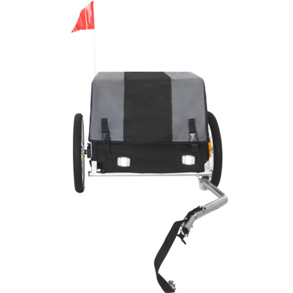 Carrello da Bicicletta per Carico, Copertura Impermeabile Rimovibile, Capacità 40 kg, Ruote da 16 Pollici Off-Road, Design Pieghevole per Campeggio e Shopping – Grigio/Nero