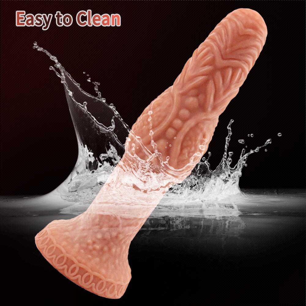 Großer doppelschichtiger Dildo aus Flüssigsilikon mit Kieselgel, strukturierten Adern und doppelter Dichte für lebensechte Empfindungen – wasserdichtes Design