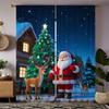 Set Of 2 Christmas Santa Claus Tree Pattern Printed Curtains Decorations Home Room Curtain Polyester