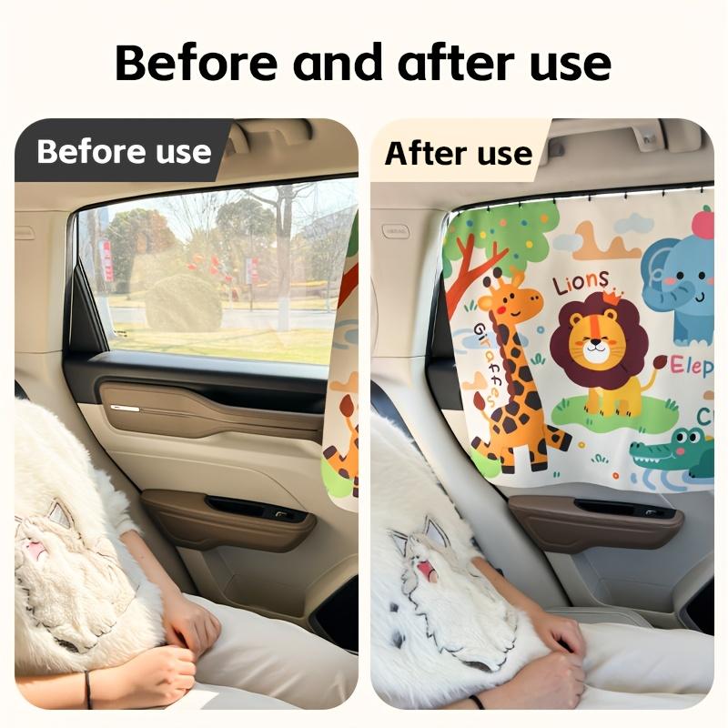 Cartoon Track Style Car Window Sunshade Curtain UV Protection Heat Insulation