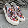 Summer New Men's Graffiti Printing Pattern Canvas Shoes Breathable Casual Slip On Walking Sneakers Footwear Flats