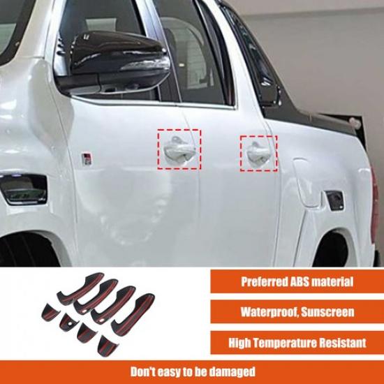 Kohlefaser ABS Äußere Türgriffschale Abdeckung Zierleiste Für Toyota Hilux 2015-2024