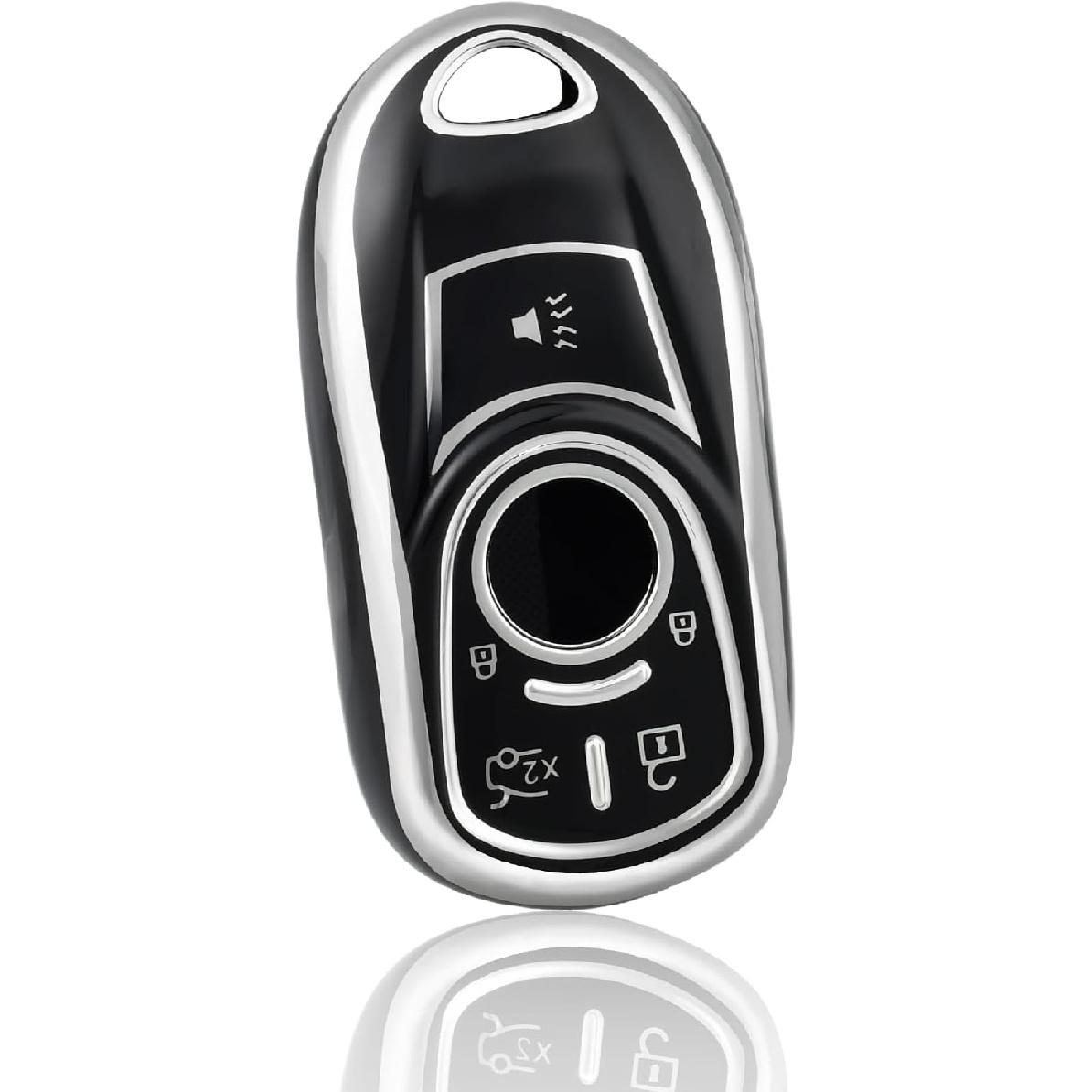 for Buick Key Fob Cover with Keychain, Soft TPU Protector Case Compatible with Buick Encore Envision Enclave Lacrosse Verano Regal GL8 4 Buttons