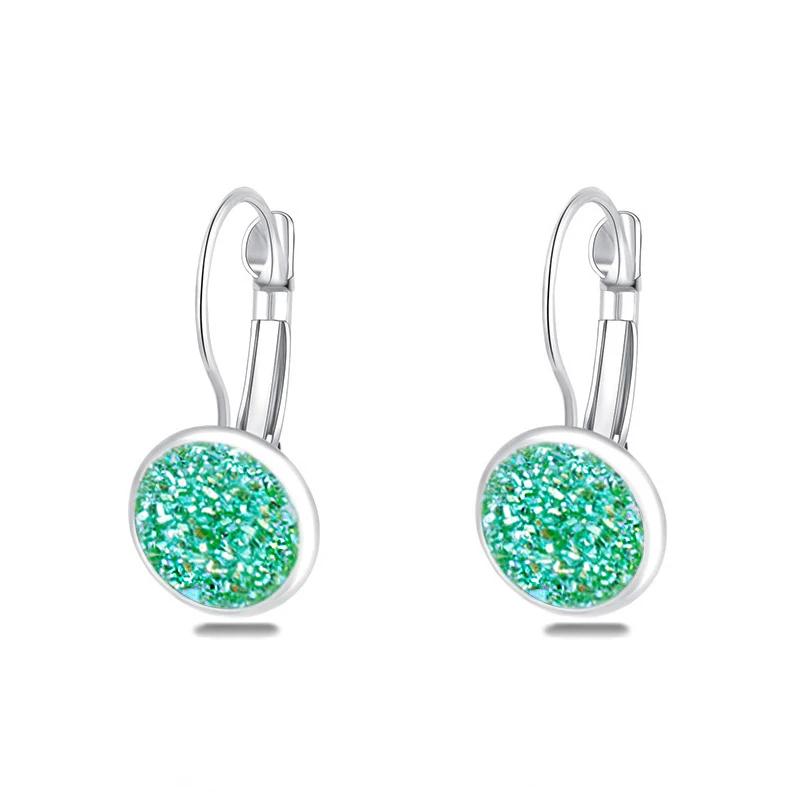 Simplee Koreanische Mode Ohrringe mit rundem Stein für Damen Kupferfarbe Hängeohrring 2023 Trend Zirkon K-Pop Accessoires