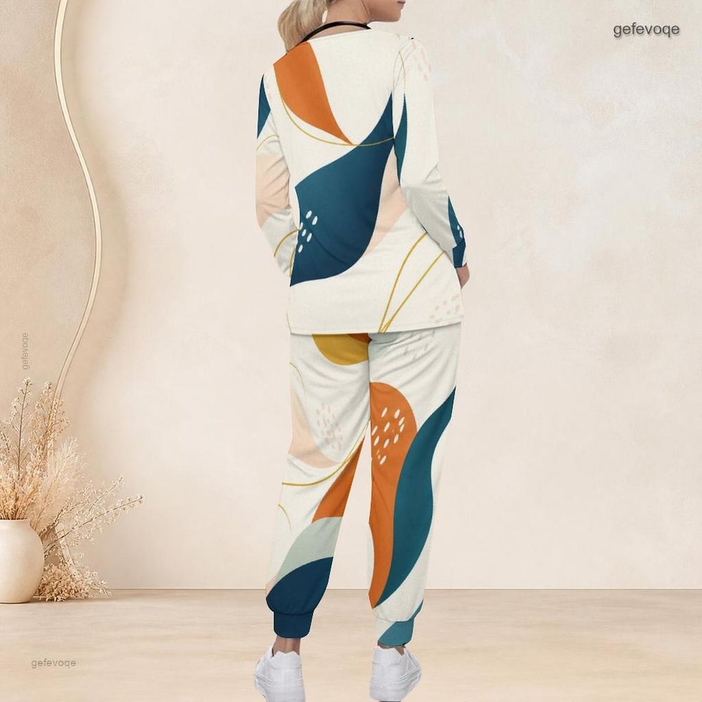 Women Plus Size Printed Nurse Scrub Set V Neck Long Sleeve Pocket Top And Long Pants