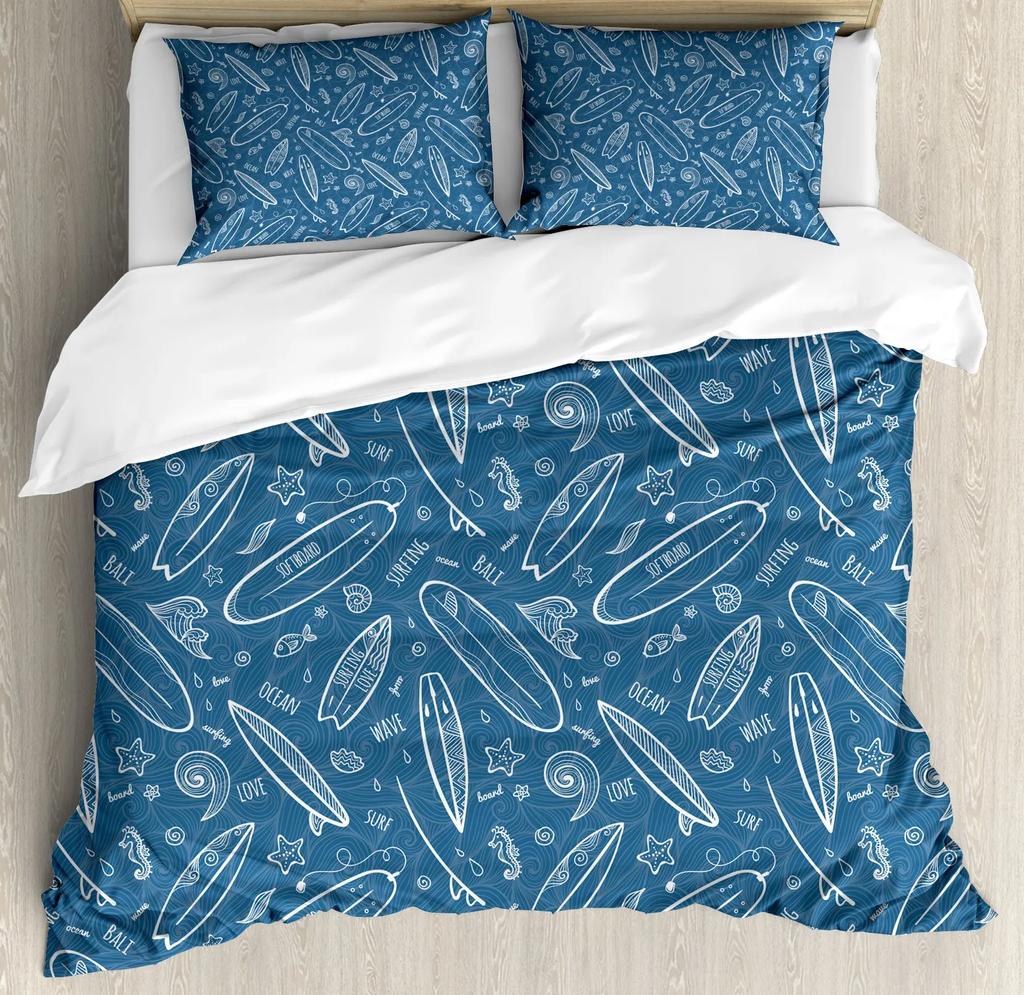Tavola da Surf Morbida Durevole Qualità Copripiumino Colorato Surf Mare Modello Estate Viaggio Illustrazione Colori Retrò Decorativo Corallo Arancione Bambino Donna