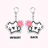 Kawaii Little Cat with Flower Keychains Strawberry Kitten Keyring for Accessories Bag Key Chain Ring Jewelry Fans Friends Gifts