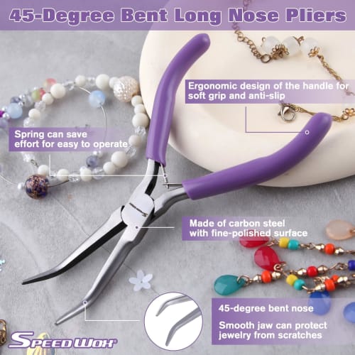 SPEEDWOX Bent Nose Pliers, Needle Nose Pliers, Bent Type, Needle Remover, Mini Bent Nose Pliers, Needle Nose Pliers, Micro Nose Pliers, No Grooves, No