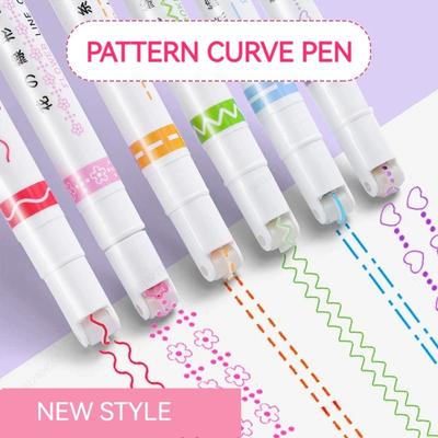 6 Bucăți/Colecție Formă Linie Flori Creion Highlighter Vârf cu Role Marker Linie Curbată Kawaii Papetărie Coreeană Rechizite Școlare Birou Cadouri