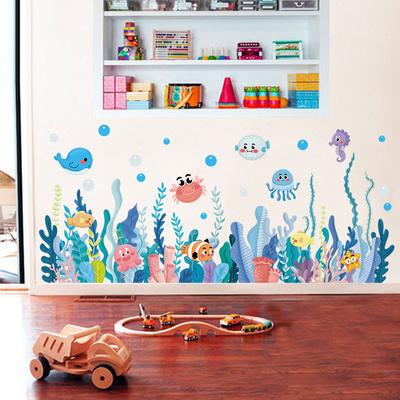 Cartoon Unterwasserwelt Wandaufkleber Selbstklebende Kreative Ozean Korallen Meerestiere Kinderzimmer Dekor Vinyl Aufkleber