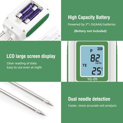 Chaksy Digital LCD Soil Tester with Dual Probes, High Accuracy Soil Nitrogen, Potassium, and Phosphorus Detector, Portable for Garden Use