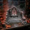 Miniature Puppet Scene Setting Gothic Ruin Skull Altar Table Ornaments 3D Printed Broken Chapel Castle Ruins Diorama Props Halloween Spooky Desktop