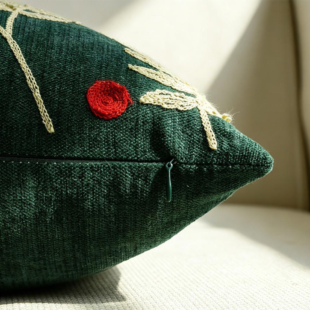 Washable Christmas Throw Pillow Cover 3D Embroidered Pattern Sofa Pillowcase Pillowslip Bedroom