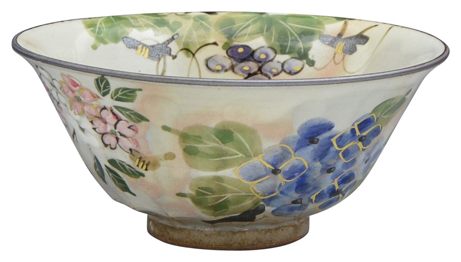 

Киояки Киёмидзуяки Печь Сюндзан Большая Пиала для риса Сезонные цветы LSS274-01